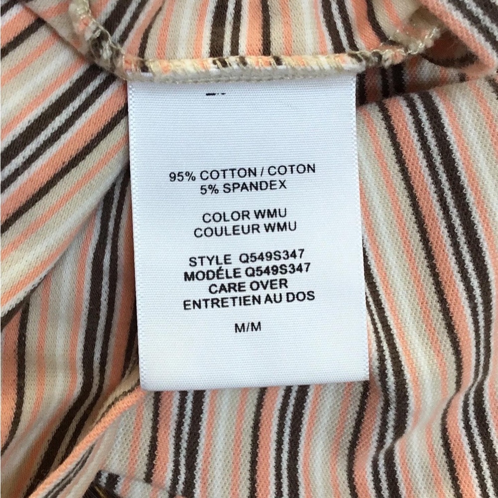 Guess Striped Short Sleeve Top - Cream and Brown - Picture 6 of 7